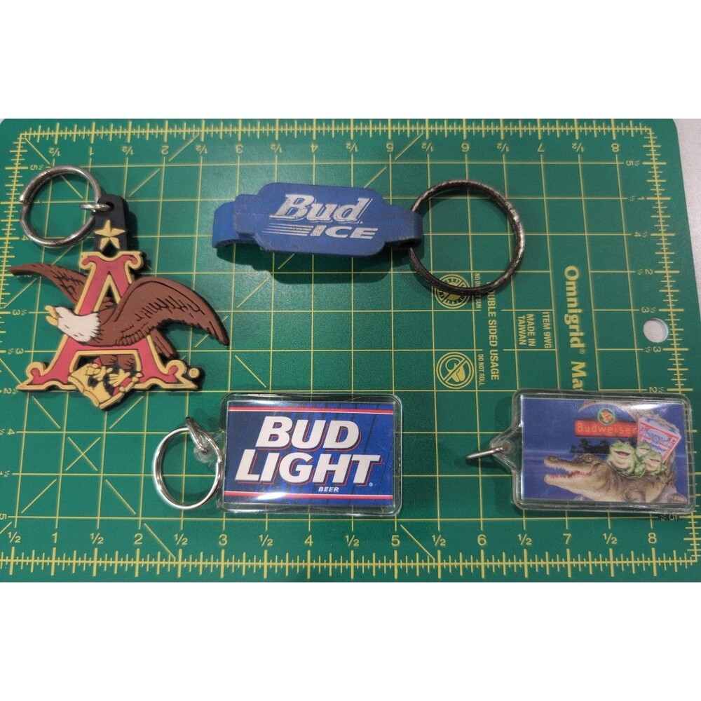4 Vintage Anheuser Busch Budweiser Bud Light Ice Beer Key Chain Bottle Opener